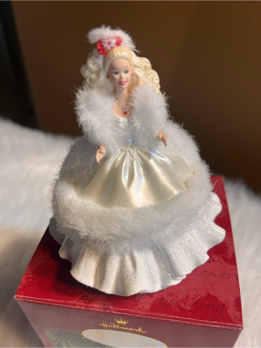 Mattel White and Red Holiday Doll Tree Topper
